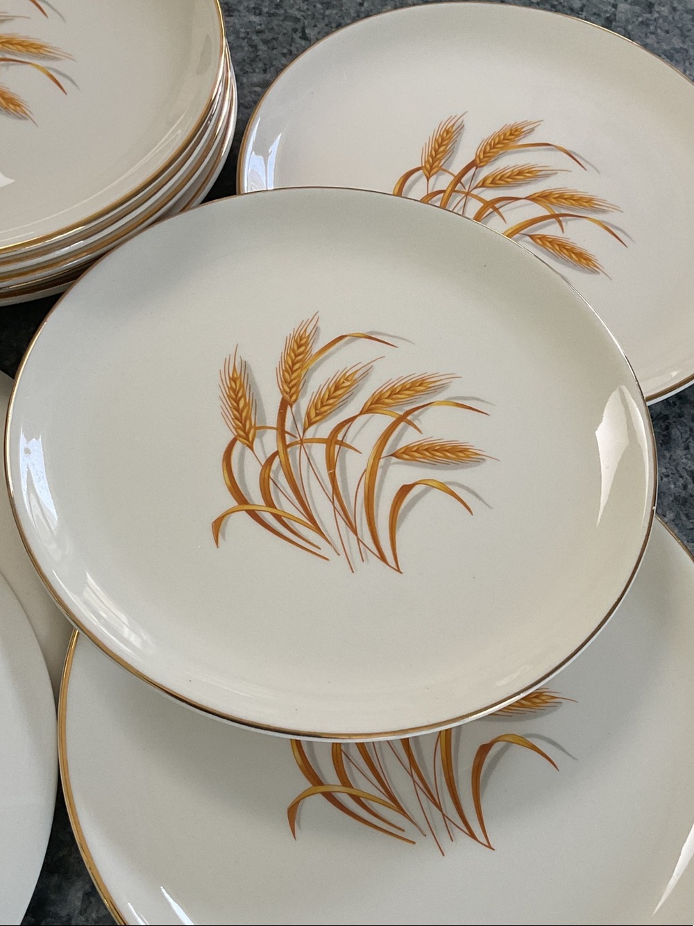 Golden Wheat 10 dessert plates. Vintage Homer Laughlin